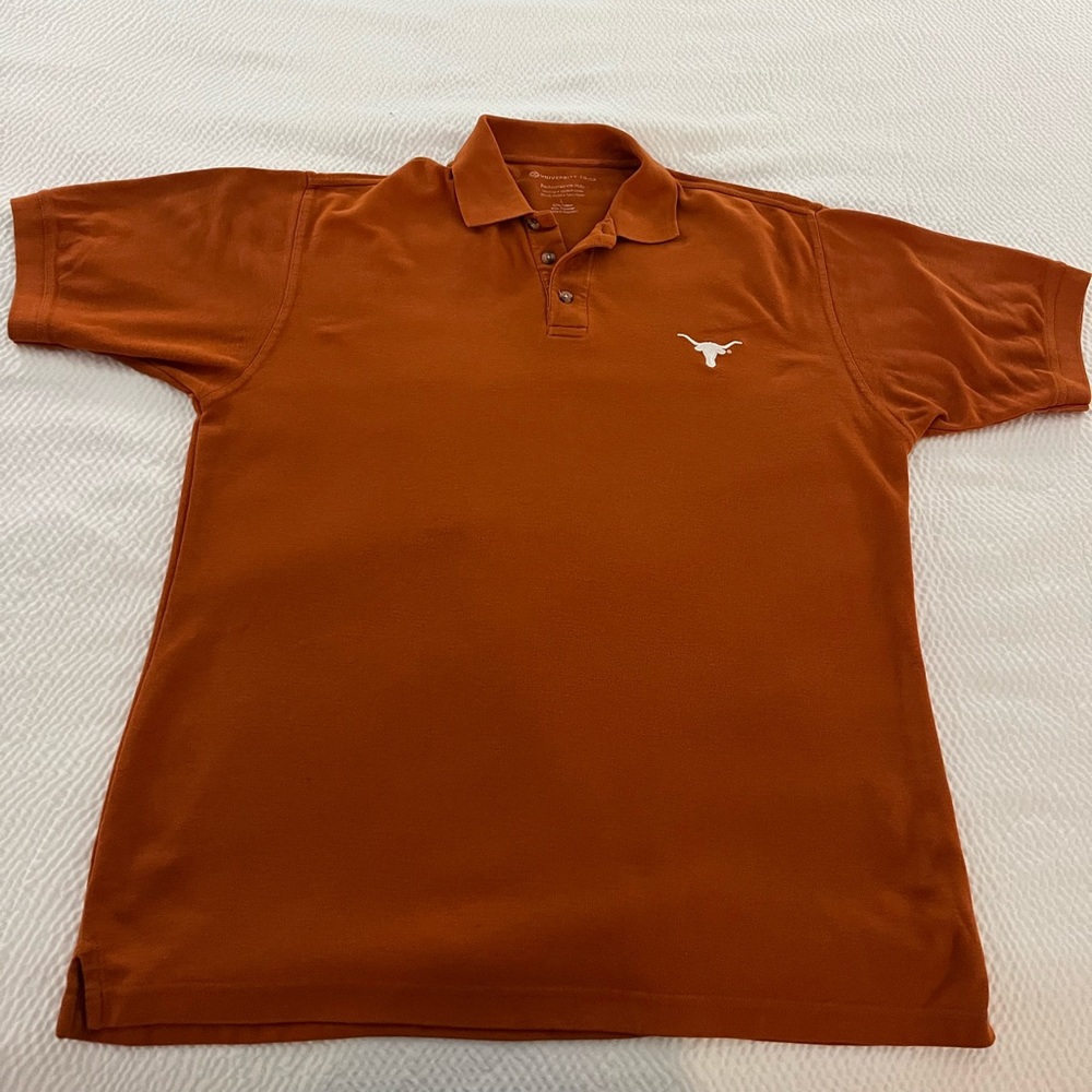 Texas Longhorns UT Mens Polo Shirt NCAA College Football Sports Orange Sz L